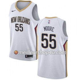 Maillot Basket Homme New Orleans Pelicans ETwaun Moore 55 Nike 2017-18 Blanc Swingman